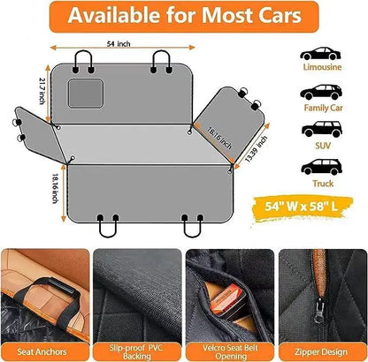 Waterproof Dog Car Seat Cover &amp; Hammock – 600D Oxford | Anti-Slip | Small, Medium &amp; Large Dogs | Black &amp; Orange