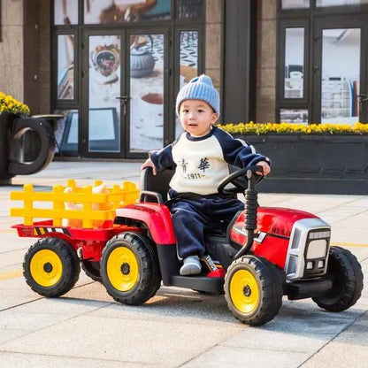 Kids Electric Ride-On Tractor – Dual Motors, LED Lights, Detachable Rear Bucket, Ages 3–12