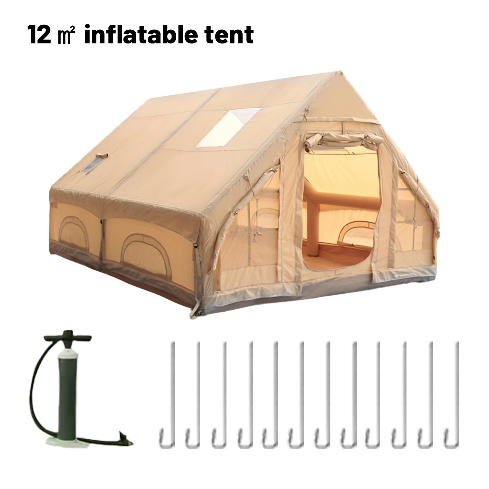 Pakicetus Inflatable Camping Tent with Stove Plug – 4 to 8 Person Luxury Family Tent