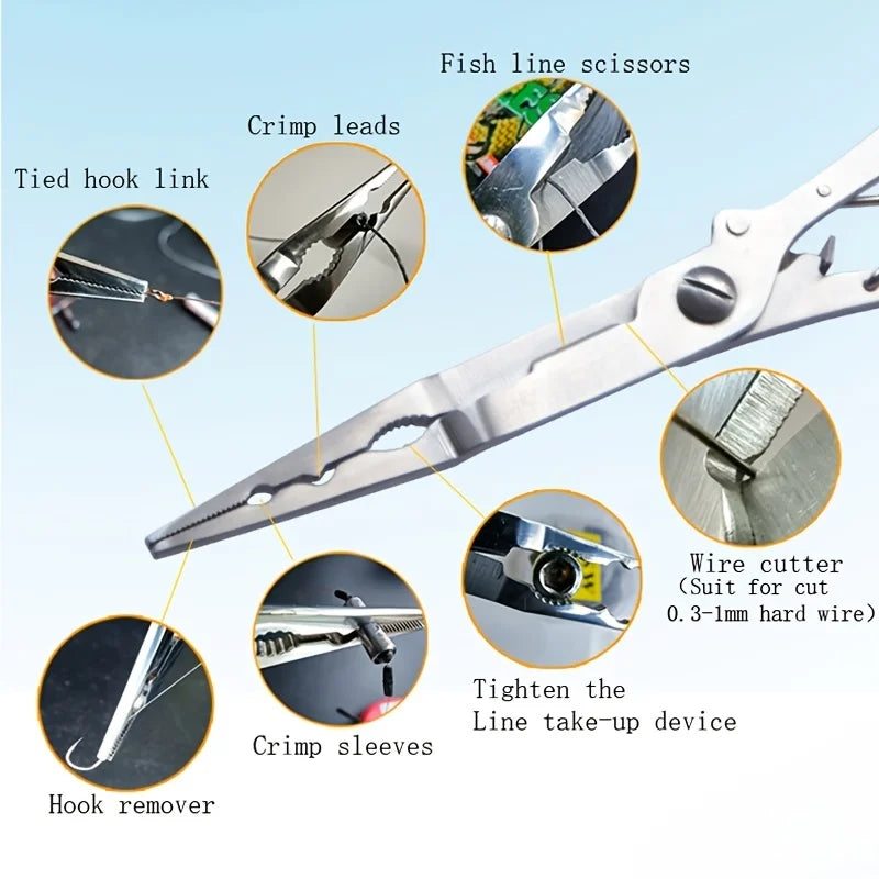 Stainless Steel Fishing Pliers – 3-in-1 Hook Remover, Line Cutter &amp; Ring Opener | Freshwater &amp; Saltwater