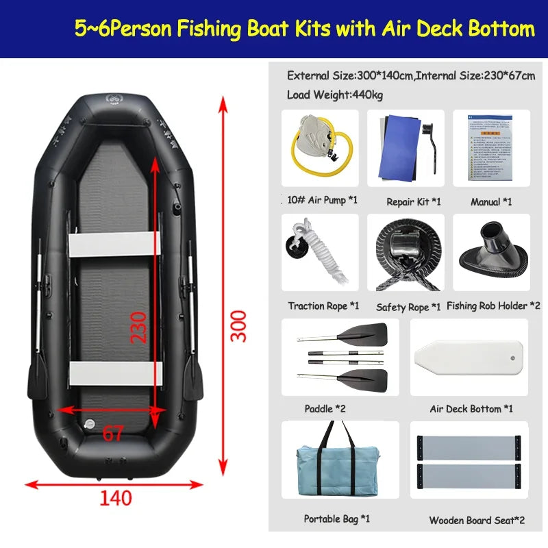 Professional Boat Raft Inflatable Set Dinghy Rowing Boats for Adults Kayak Canoe Fishing Tear-Resistant Foldable Drifting Boat
