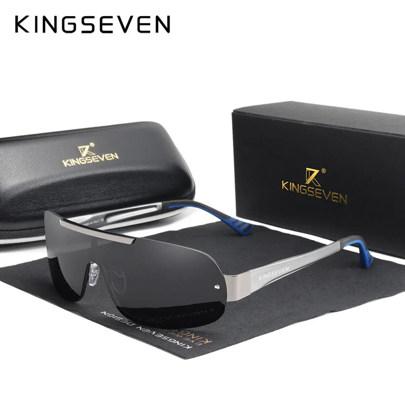 KINGSEVEN 7716 Aluminum Shield Sunglasses – Polarized, UV400, Cycling &amp; Driving, Unisex
