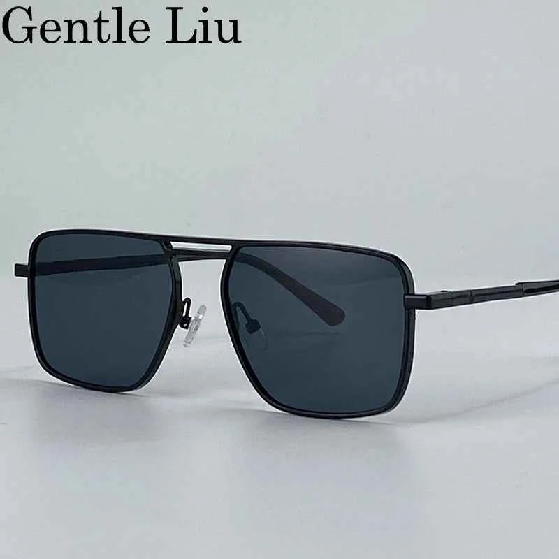 GENTLE LIU KSL-98280 Oversized Double Beam Square Sunglasses – Alloy Frame, UV400