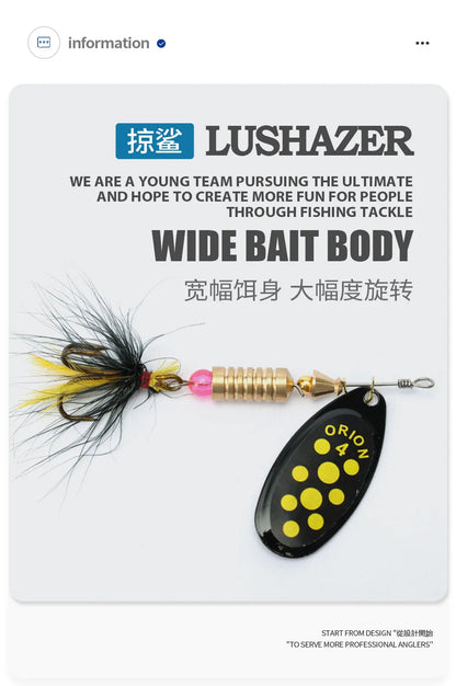 1/2pcs Metal Hard Bait Rotating Spinner Fishing Lure Spoon Sequins Wobblers Bass Pesca With Feather Hooks 3.5g/4.5g/7g/9g/12g