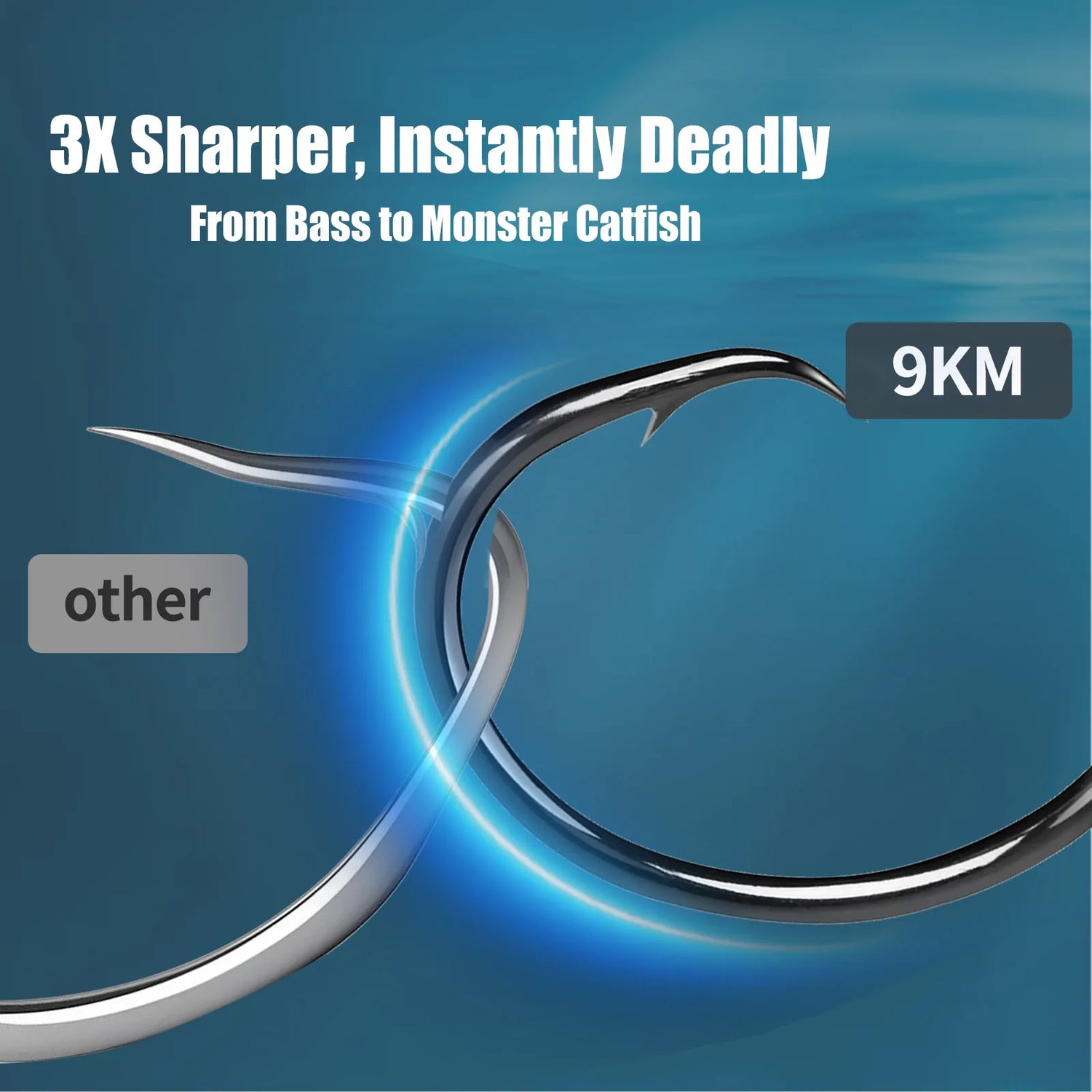 9KM Wide Gap Circle Hooks – Saltwater &amp; Freshwater, Non-Offset, 25/50/100 Pack