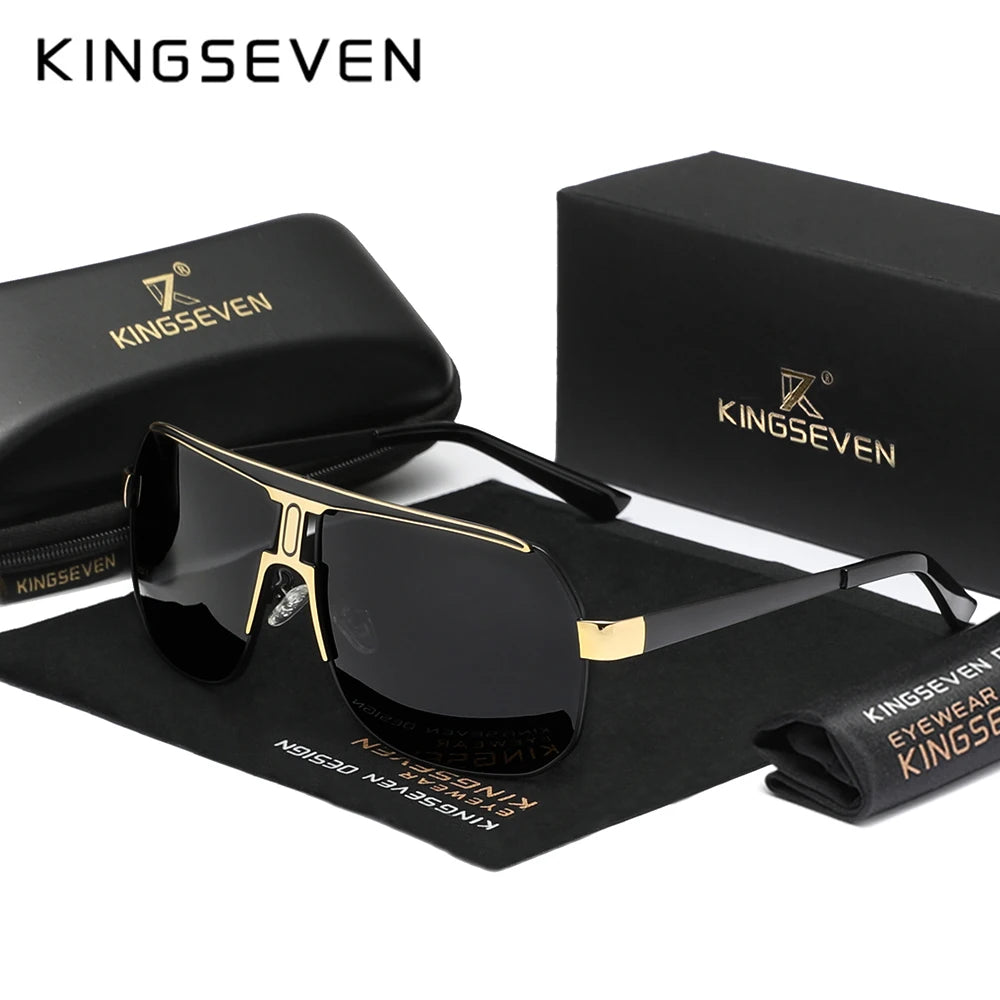 KINGSEVEN Polarized Square Oversized Sunglasses – UV400 Alloy Frame for Men &amp; Women