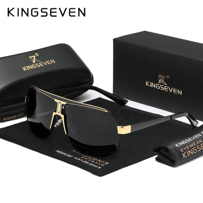 KINGSEVEN Polarized Square Oversized Sunglasses – UV400 Alloy Frame for Men &amp; Women