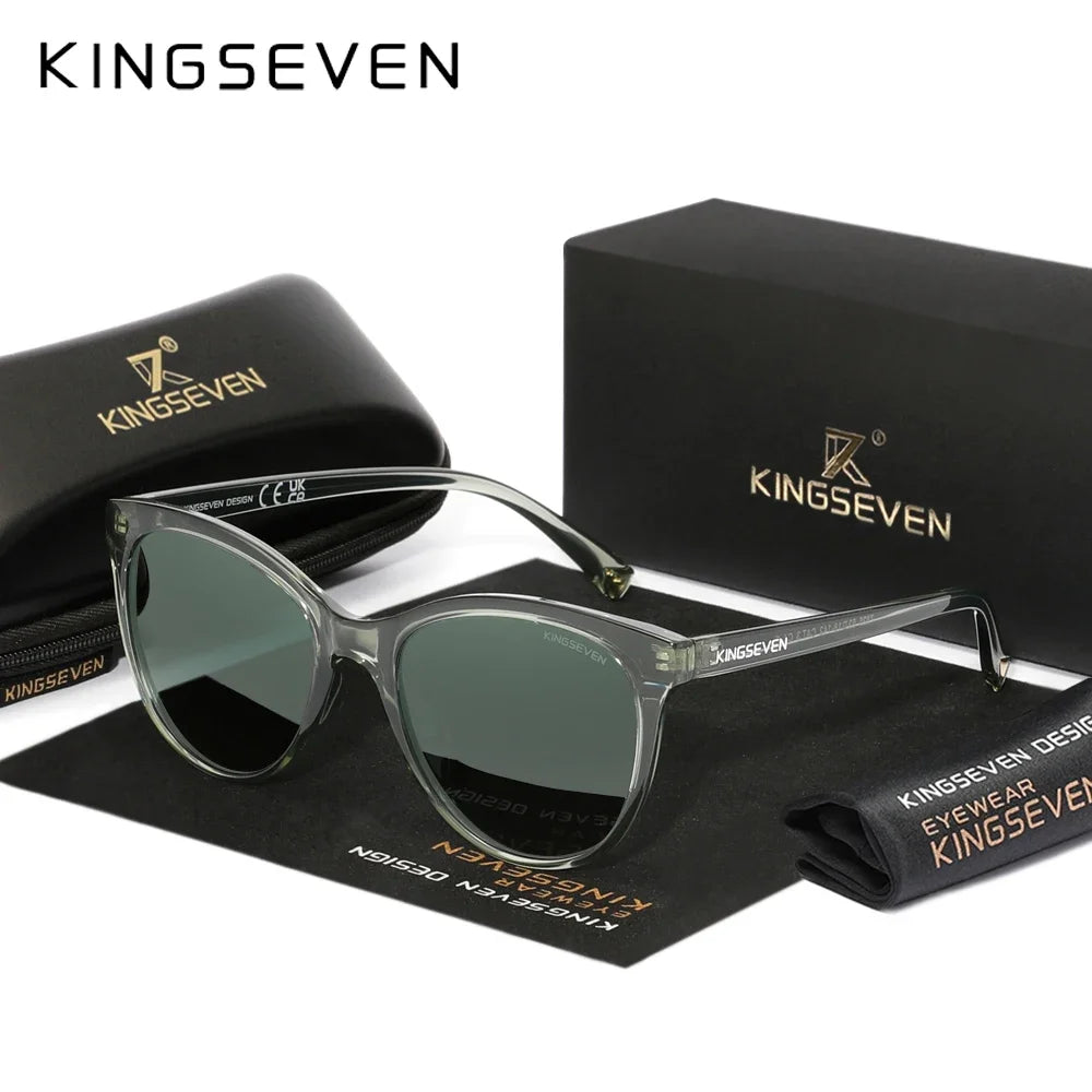 KINGSEVEN 7825 Polarized Oversized Cat Eye Sunglasses – Plastic Frame, UV400, Unisex