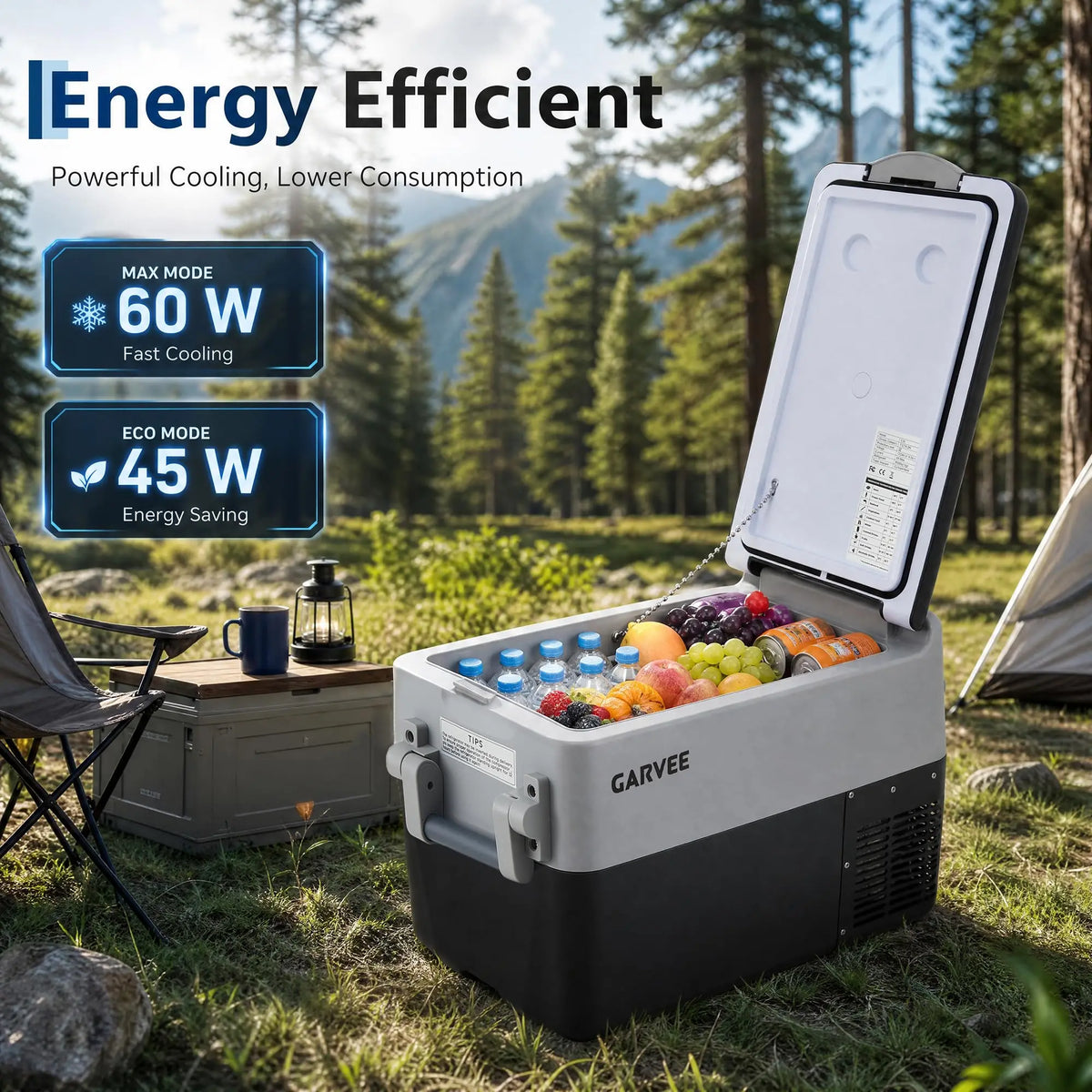 53QT Dual-Zone Portable 12V Fridge Freezer with App &amp; LCD Control – AC/DC Power for Car, RV, Camping &amp; Home