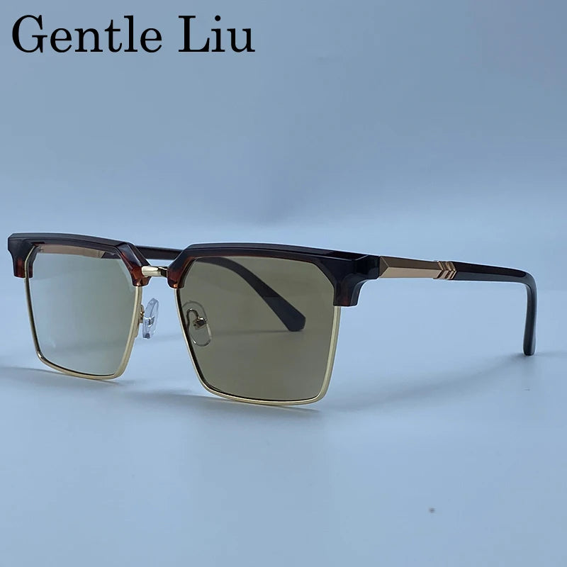 GENTLE LIU FY-99270 Square Sunglasses – Alloy Frame, UV400 Gradient, Steampunk Style