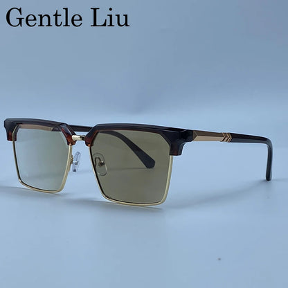 GENTLE LIU FY-99270 Square Sunglasses – Alloy Frame, UV400 Gradient, Steampunk Style