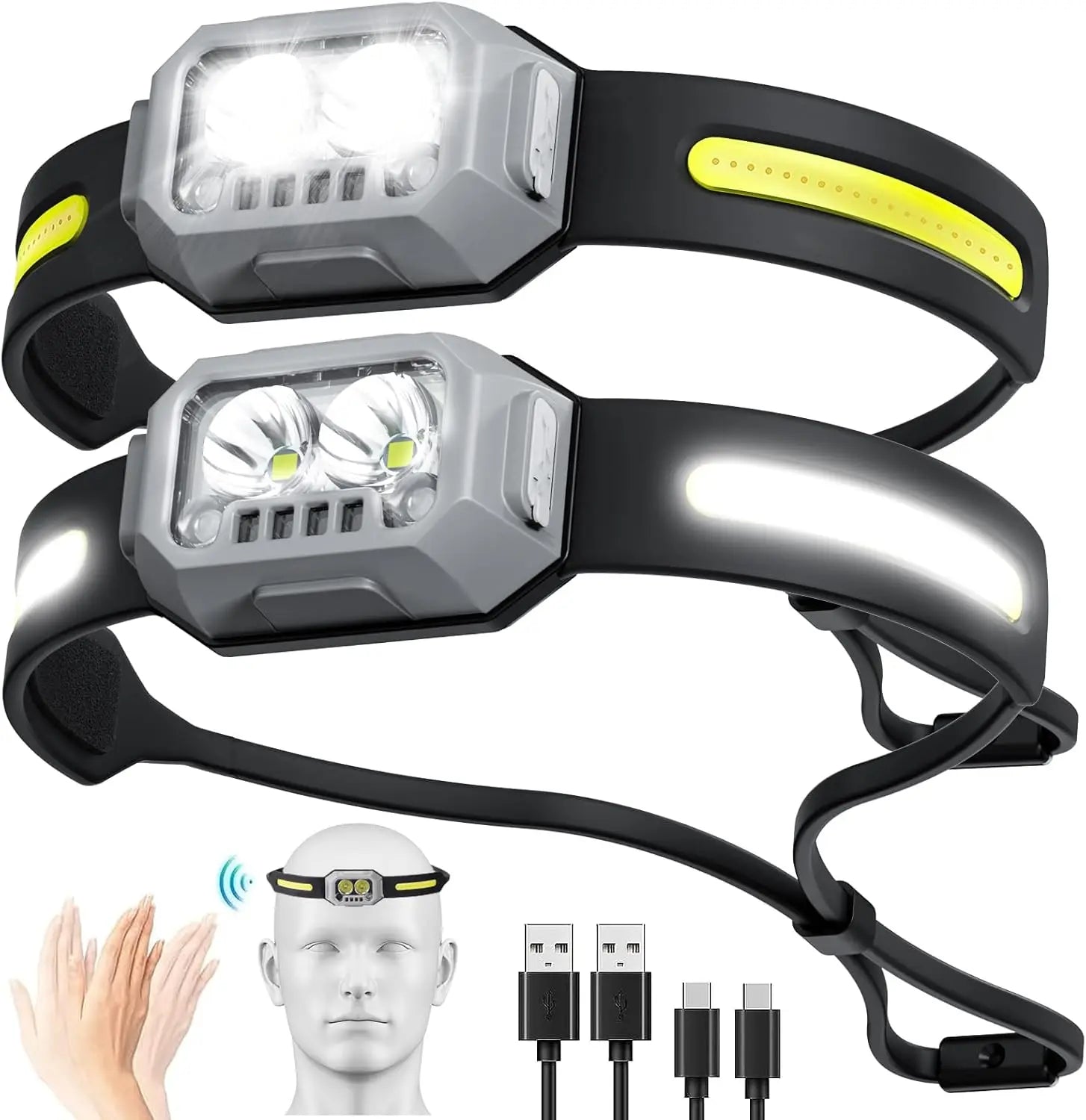 Headlamp Flashlight, 1000 Lumen Ultra-Light LED Rechargeable Headlight with 4 Modes and White Red Green Light, Head Light