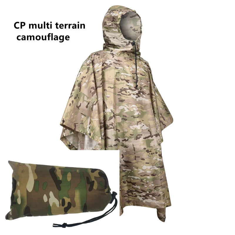 Camouflage Waterproof Poncho – Multifunctional Rain Cover for Camping &amp; Hunting