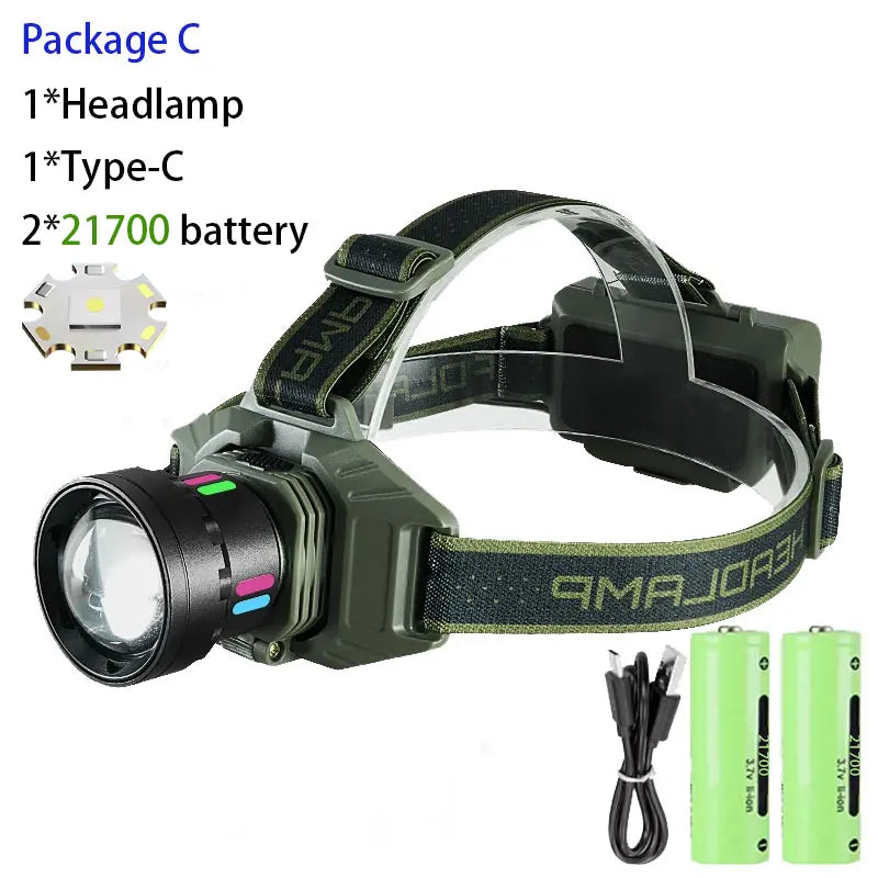 1000000LM Powerful Headlamp 800W Led Sensor Head Flashlight Long Range Headlight 18650 Rechargeable Head Lantern Fishing Camping