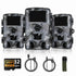 Fargarloo 60MP WiFi Trail Camera 3-Pack – 1296P HD, App Control, IP66, 32GB Each