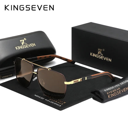 KINGSEVEN Square Polarized Sunglasses – UV400 Mirror Aluminum Frame for Men &amp; Women