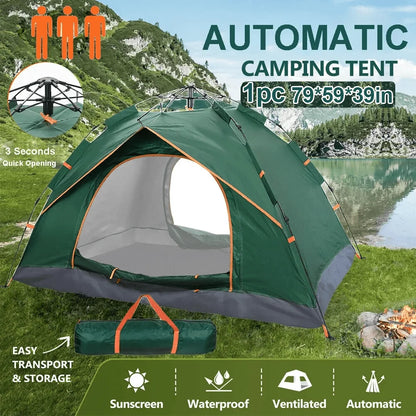 2-3 Person Instant Pop-Up Camping Tent – UV Protection, Waterproof 600D Oxford with Reflective Mylar for Beach, Hiking &amp; Travel