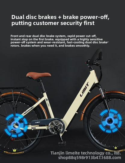 400W brushless motor city riding electric bicycle 48V20AH lithium battery electric moped adult bicycle 26-inch leisure E-Bike