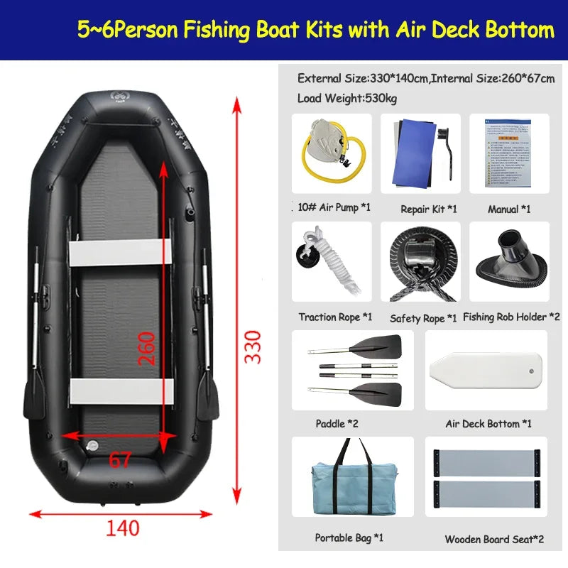 Professional Boat Raft Inflatable Set Dinghy Rowing Boats for Adults Kayak Canoe Fishing Tear-Resistant Foldable Drifting Boat