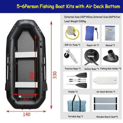 Professional Boat Raft Inflatable Set Dinghy Rowing Boats for Adults Kayak Canoe Fishing Tear-Resistant Foldable Drifting Boat