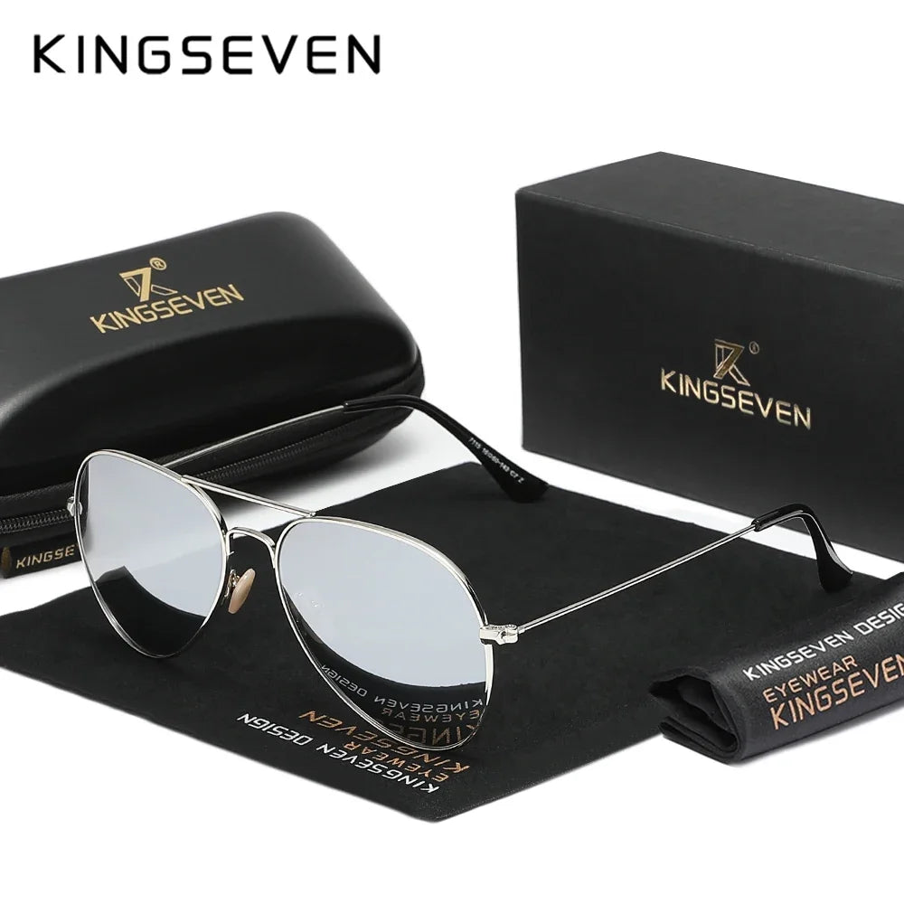 KINGSEVEN 7115 Pilot Polarized Sunglasses – Alloy Frame, Mirror, UV400, Unisex