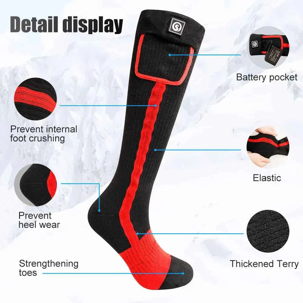 Savior Heat SS04R Heated Socks – Far-Infrared Electric Thermal, 3-Heat Settings, 7.4V Rechargeable, Unisex S–XL