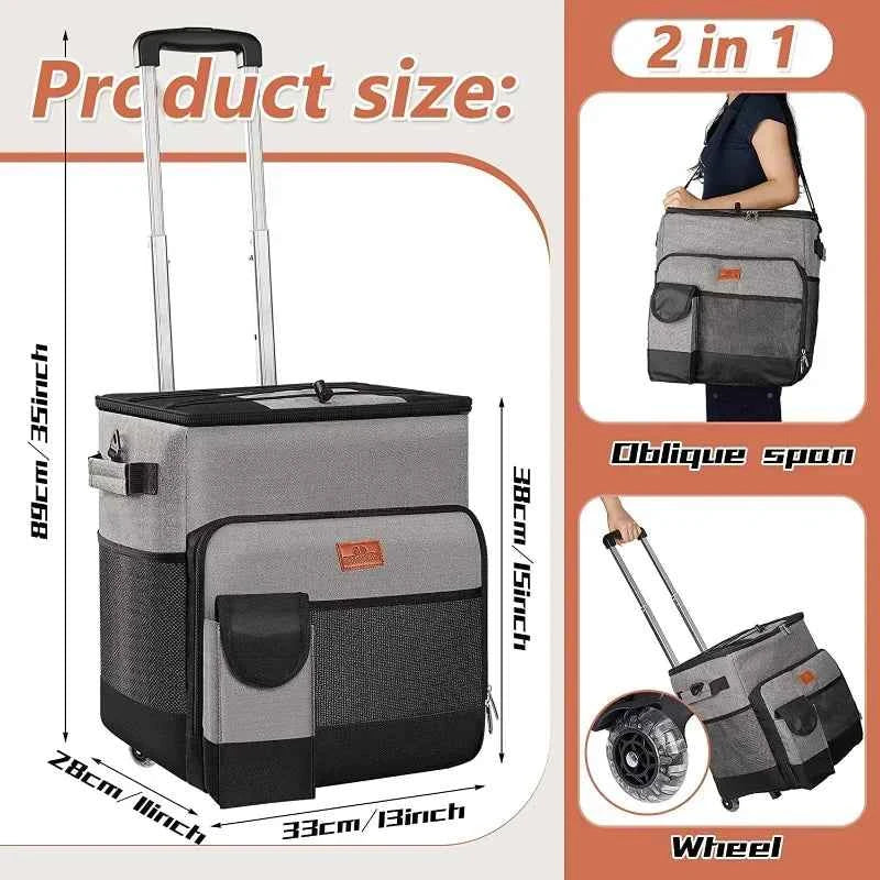 43L Rolling Cooler Bag with Removable Wheels &amp; Handle – Insulated Portable Cooler for Camping, Beach &amp; Travel