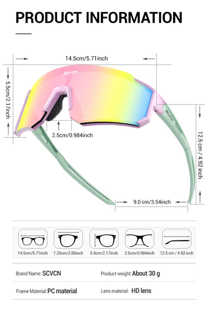 SCVCN Y2K Cycling Sunglasses – UV400 Polycarbonate Road Bike Glasses for Men &amp; Women | Street, Driving, Hiking, Golf