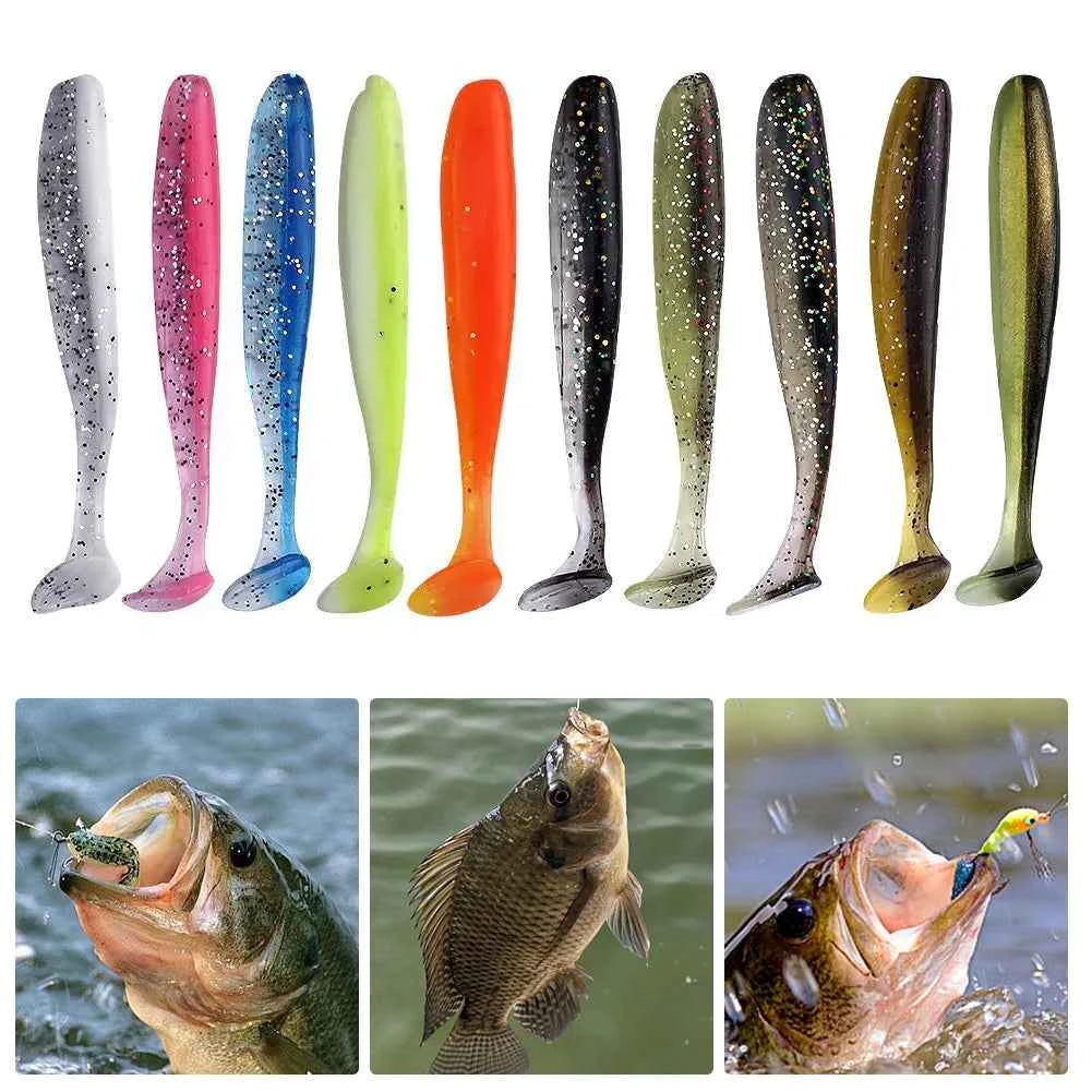 T-Tail Soft Swimbaits 10-Pack – 90mm Paddle Tail Worm, PVC, Bass &amp; Trout, Freshwater &amp; Saltwater