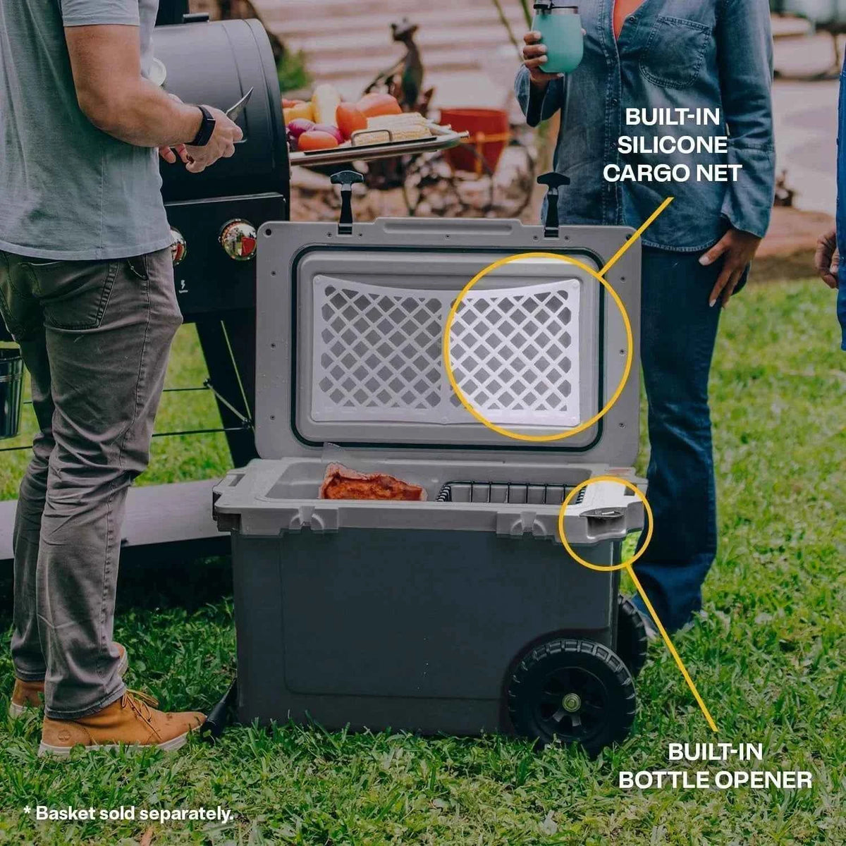 52-Quart Ultra-Light Wheeled Hard Cooler – Insulated Ice Chest with All-Terrain Wheels for Camping, Fishing &amp; Beach