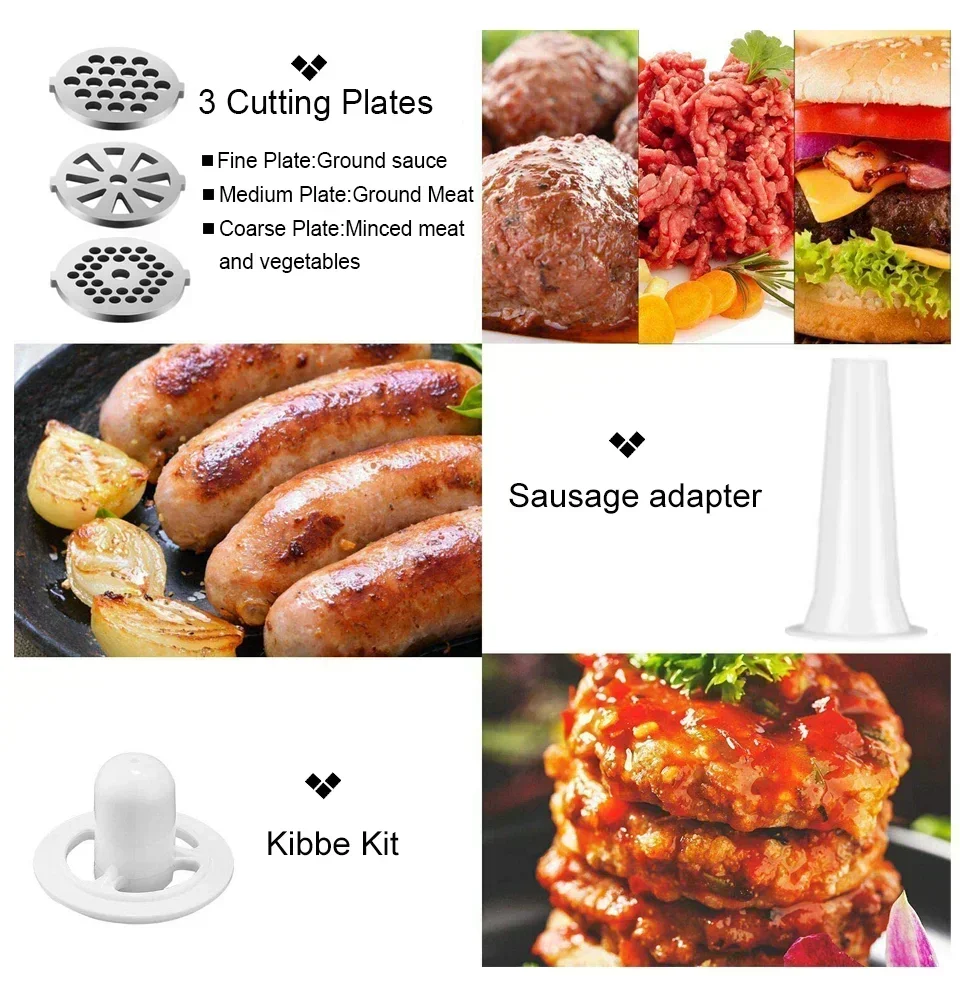 2800W Electric Meat Grinder Heavy Duty Grinder Kitchen Electric Meat Chopper Stuffer Maker Food Processor Electric Meat Slicer