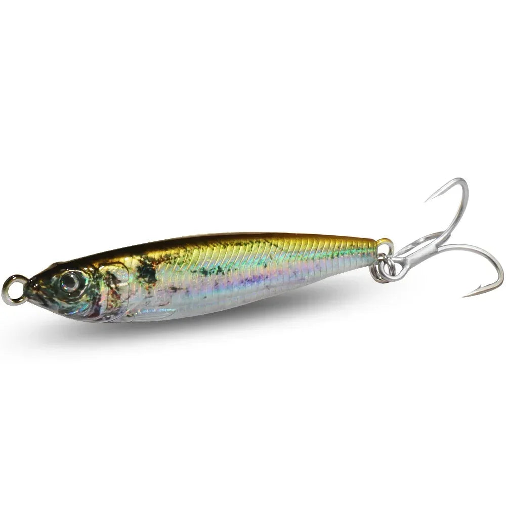 Metal Jig Bait 20g 30g 40g Spinner Sinking 3D Eye Color Laser Spinning Gear Luring Cast Fishing Tackle Blade Hook Pesca VIB Lure