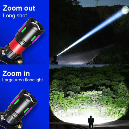White Laser LED Headlamp – 50W Rechargeable Long-Range Head Torch for Camping, Fishing &amp; Hunting