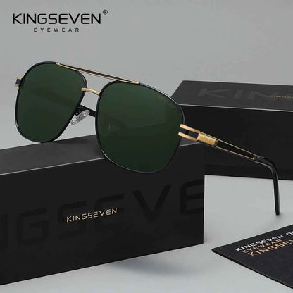 KINGSEVEN 738 Polarized Square Sunglasses – Stainless Steel Frame, UV400, Unisex