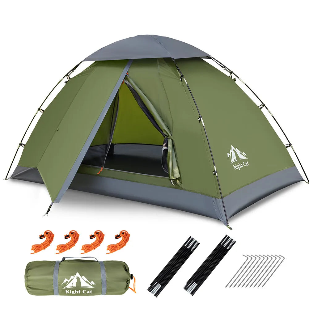 Night Cat Backpacking Tent – 1-2 Person, Easy Clip Setup, Rainproof & Lightweight