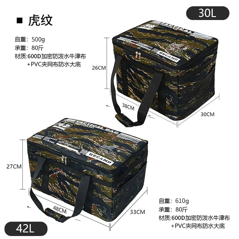 56L Waterproof Insulated Folding Camping Storage Box – Tactical Cooler &amp; Field Gear Organizer