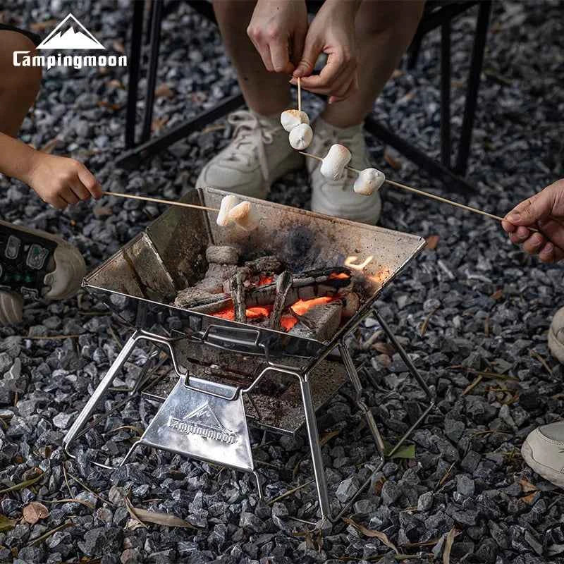 CAMPINGMOON Folding Stainless Steel BBQ Grill – Portable Camping &amp; Picnic Barbecue