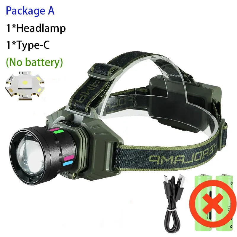 1000000LM Powerful Headlamp 800W Led Sensor Head Flashlight Long Range Headlight 18650 Rechargeable Head Lantern Fishing Camping