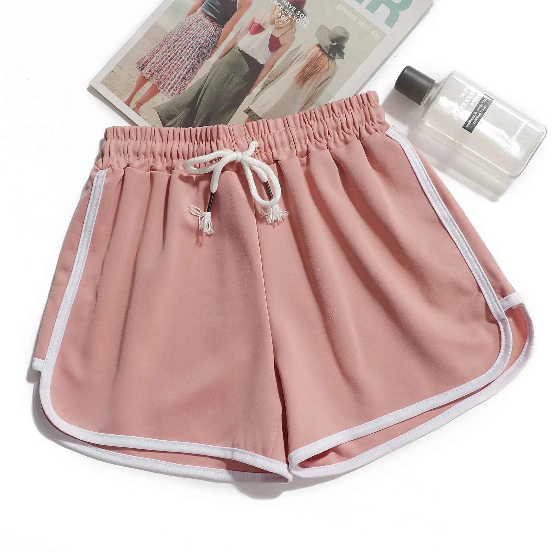 1pcs Summer Women Casual Solid Shorts Girl Gym Workout Shorts Pants Ladies Mid Waisted Yoga Short Student  Loose Shorts S-3XL