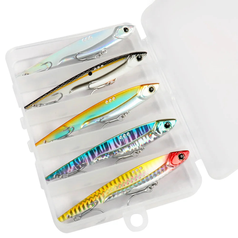 GOBAIT Metal VIB Fishing Lure Kit – 20g, 25g &amp; 30g | Holographic Laser Skin | Treble Hook | Sea, Pike &amp; Bass