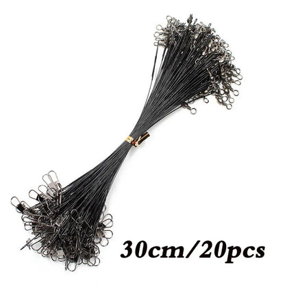 Anti Bite Steel Fishing Line Steel Wire Leader With Swivel Fishing ,  Leash Fishing Wire 15cm 20cm  30cm