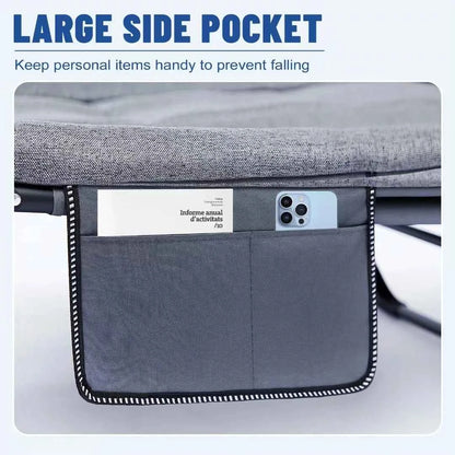 Portable Adjustable Folding Lounge Chair – Space-Saving Design with Side Pocket for Bedroom, Office, and Outdoor Camping