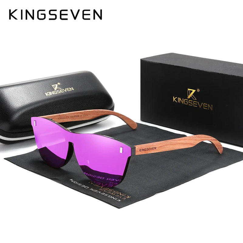 KINGSEVEN B5510 Natural Bubinga Wood Sunglasses – Oversized, Handmade, Unisex