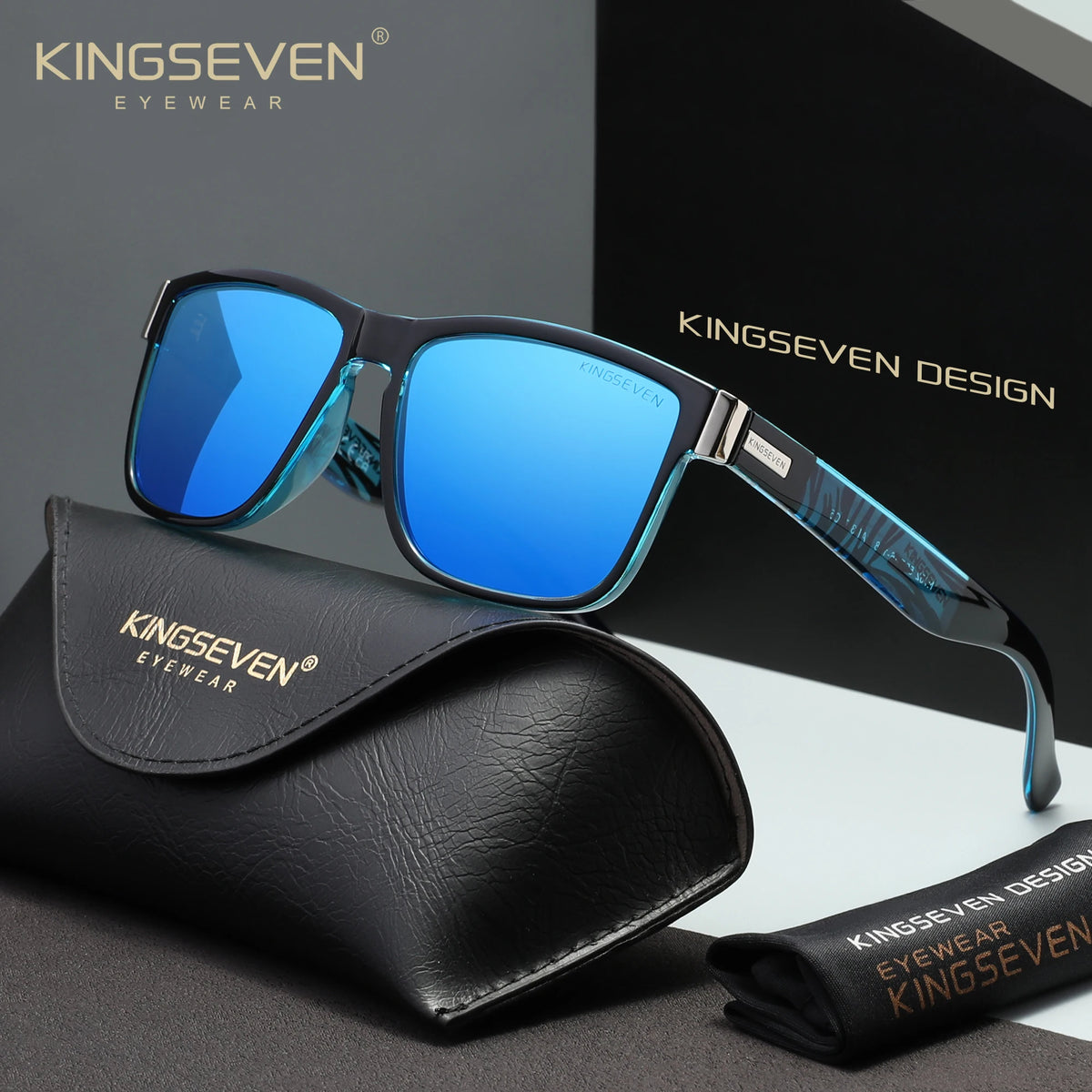 KINGSEVEN Zebra Pattern Polarized Sunglasses – Retro Rectangle, UV400, Unisex