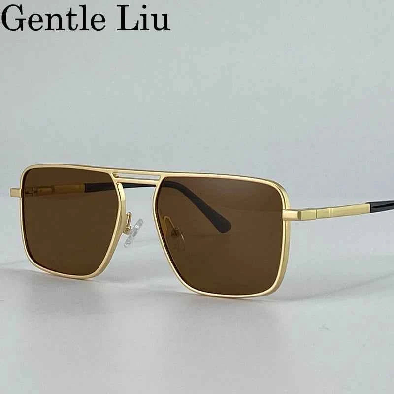 GENTLE LIU KSL-98280 Oversized Double Beam Square Sunglasses – Alloy Frame, UV400