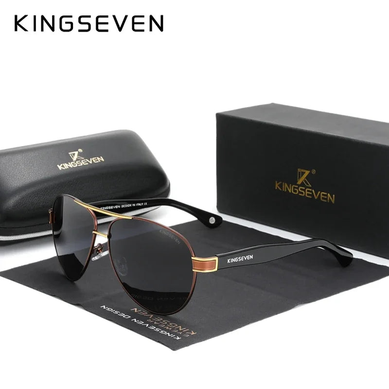 KINGSEVEN 7777 Polarized Pilot Sunglasses – Stainless Steel Frame, UV400, Unisex