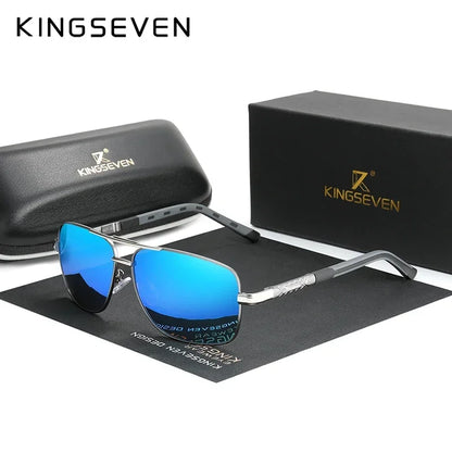 KINGSEVEN 724543 Al-Mg Sunglasses – Polarized, UV400, Tall Narrow Rectangle, Unisex