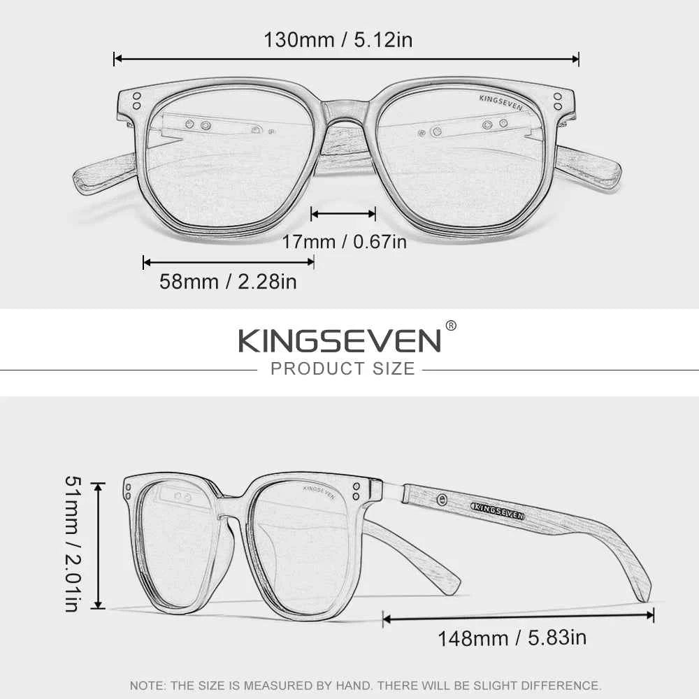 KINGSEVEN Retro Wood Frame Polarized Sunglasses – UV400 Unisex Driving Shades