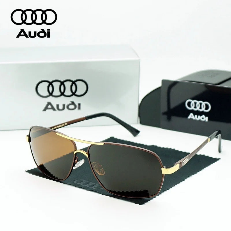 Audi Polarized Sunglasses – Unisex UV400 Anti-Glare Square Alloy Frame Sport &amp; Driving Shades