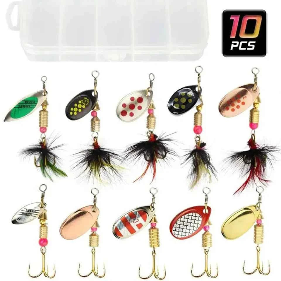 Metal Spoon Spinner Wobbler Lure Set – 10pcs Trout &amp; Pike Spinnerbait Kit (2–8g)